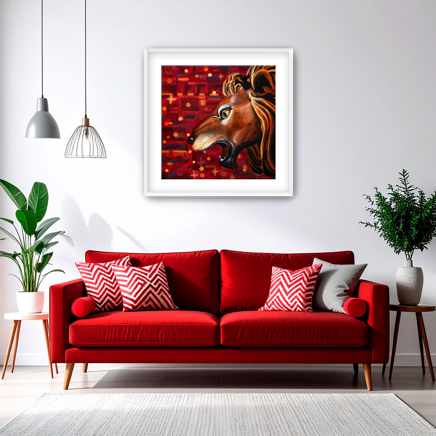 Carousel Lion Fine Art Paper Print, Mat & Frame