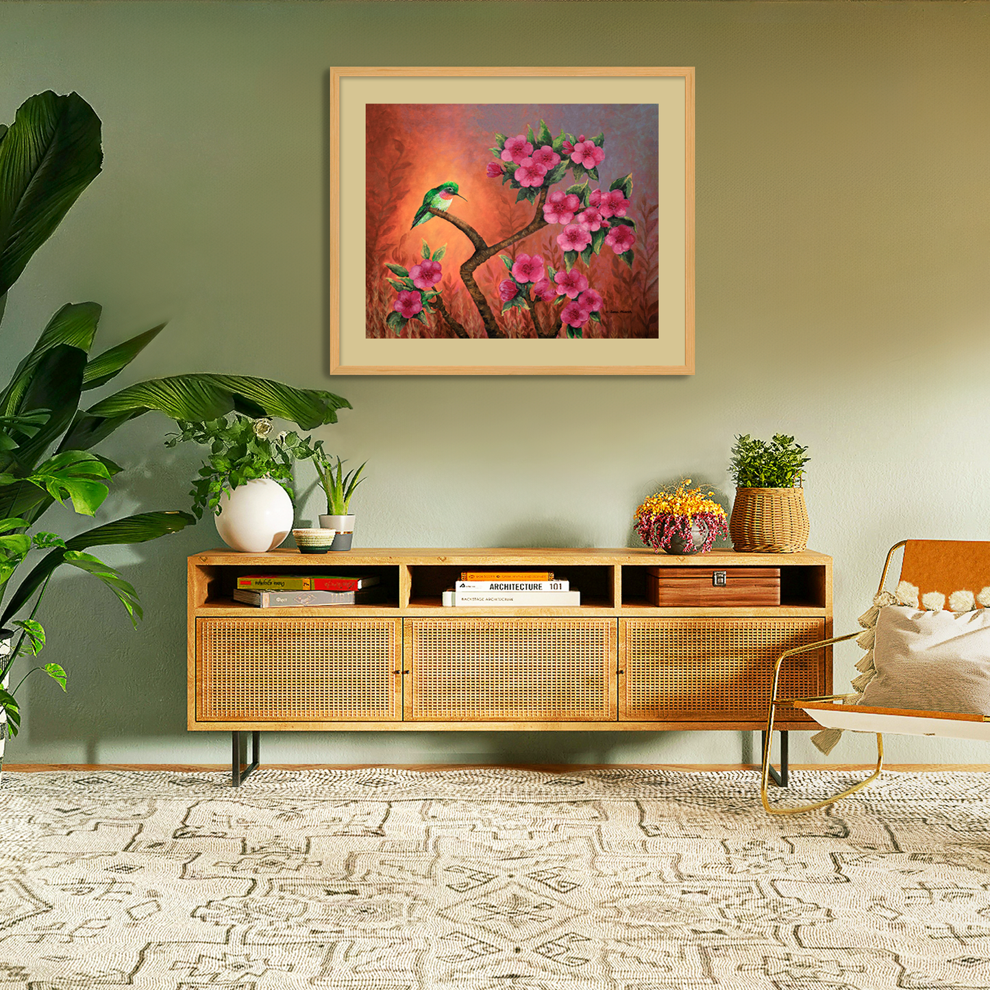 Hummingbird Sunset Fine Art Paper Print
