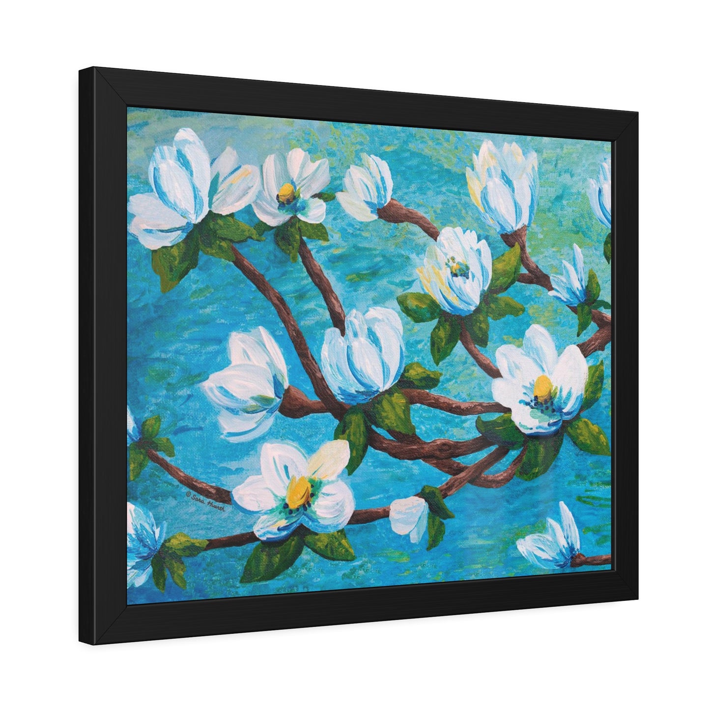 Magnolia Over Water Paper Print, Framed