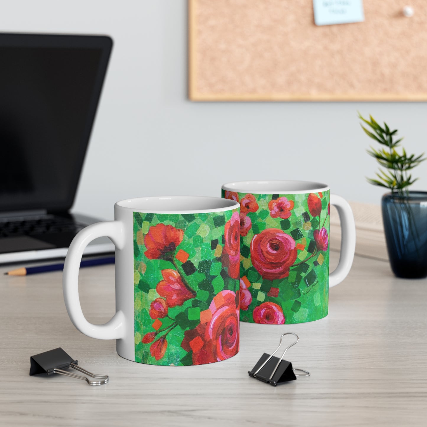 Roses and Confetti Painting Mug 11oz