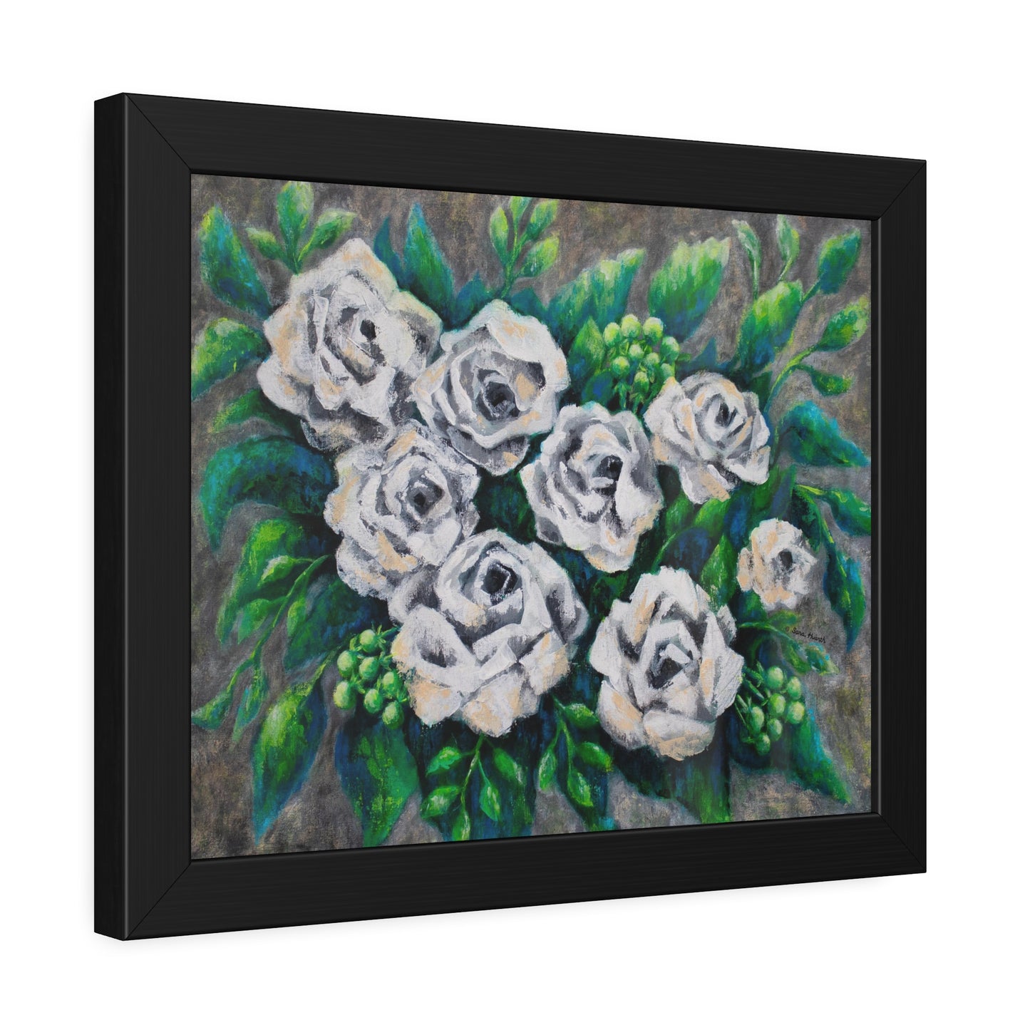 Rose Bouquet Burst Paper Print, Framed