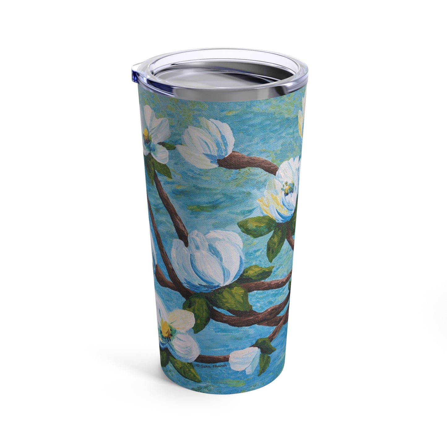 Magnolia Over Water Painting Tumbler 20oz