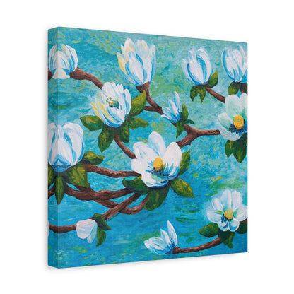 Magnolia Over Water Canvas Print