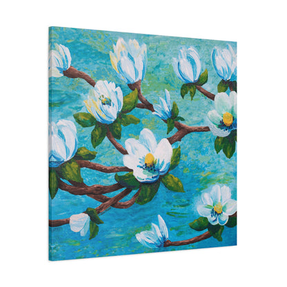 Magnolia Over Water Canvas Print