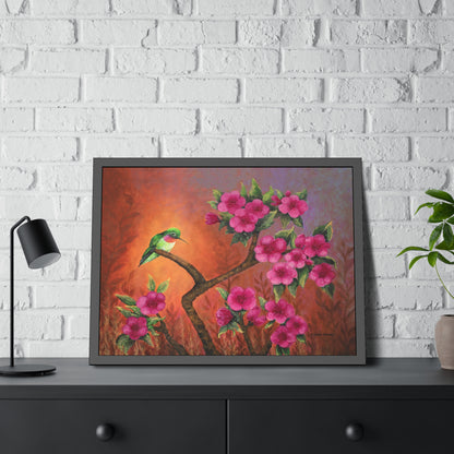 Hummingbird Sunset Paper Print, Framed