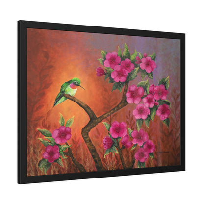 Hummingbird Sunset Paper Print, Framed