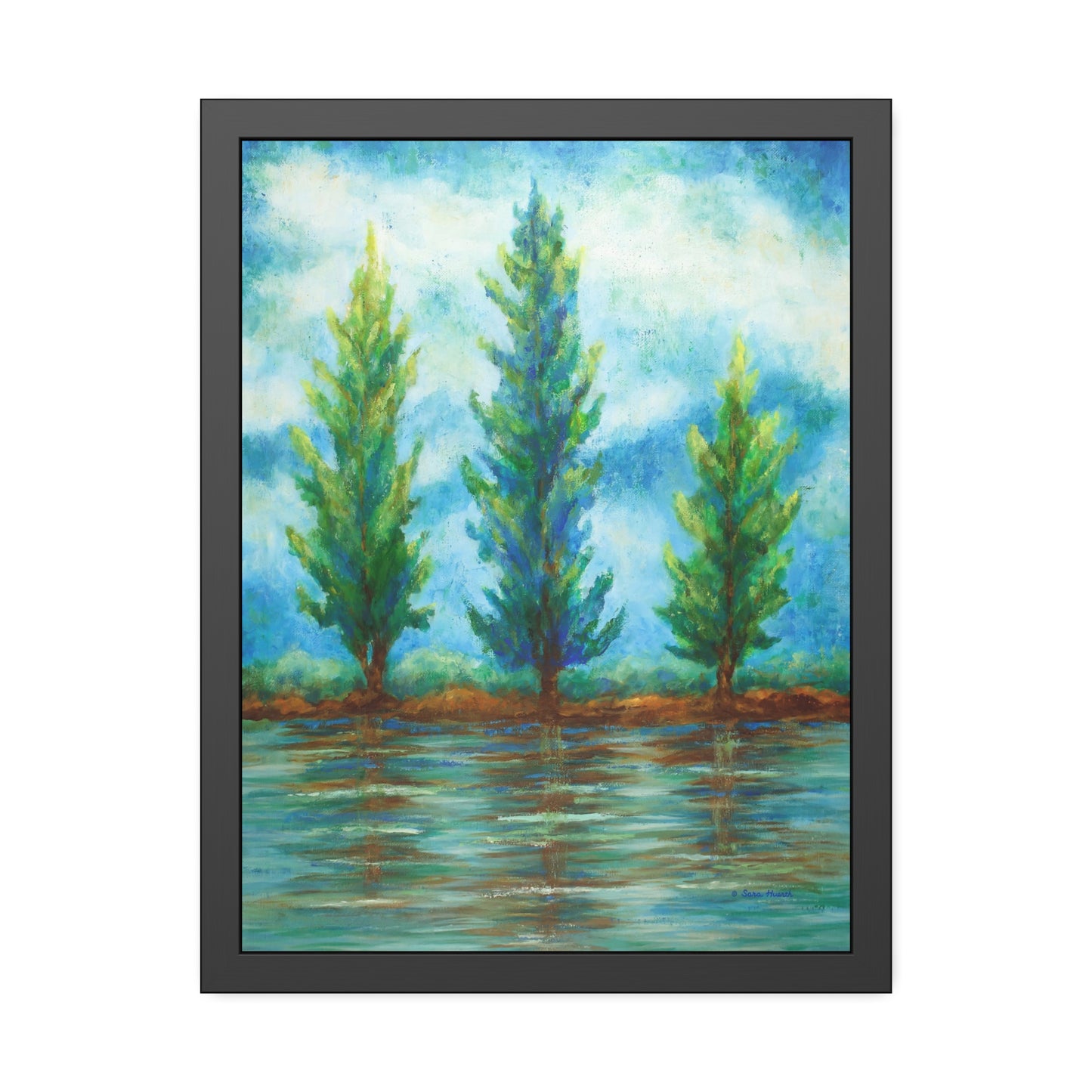 Three River Pines Paper Print, Framed