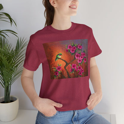 Hummingbird Sunset Painting Adult Unisex Jersey Short Sleeve T-Shirt