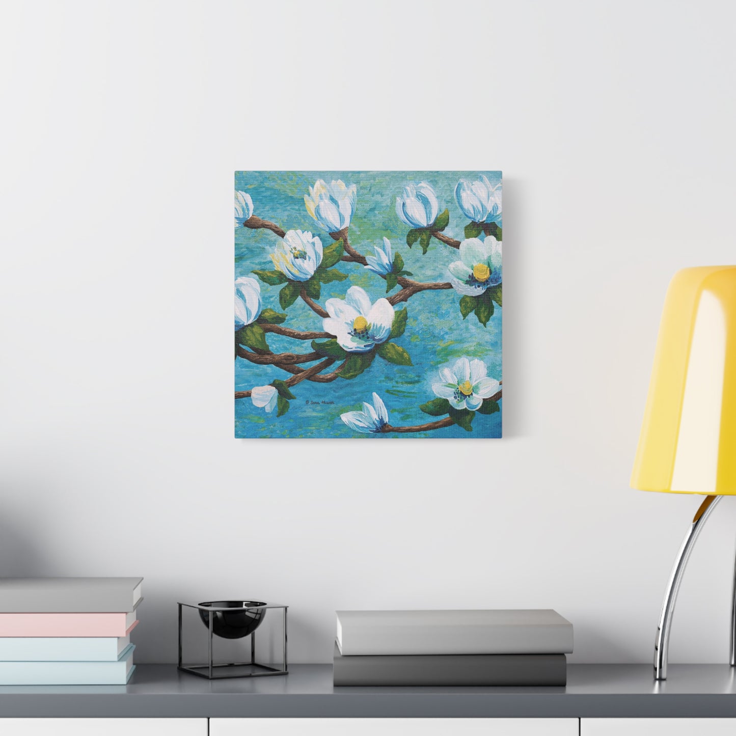 Magnolia Over Water Canvas Print