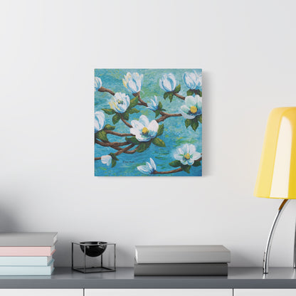 Magnolia Over Water Canvas Print