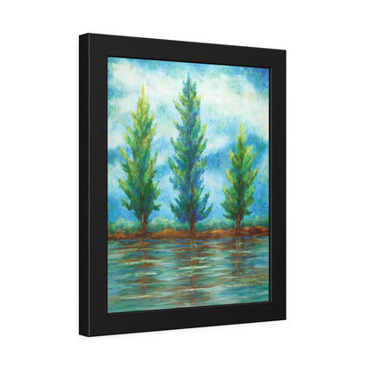 Three River Pines Paper Print, Framed