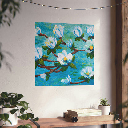 Magnolia Over Water Fine Art Paper Print