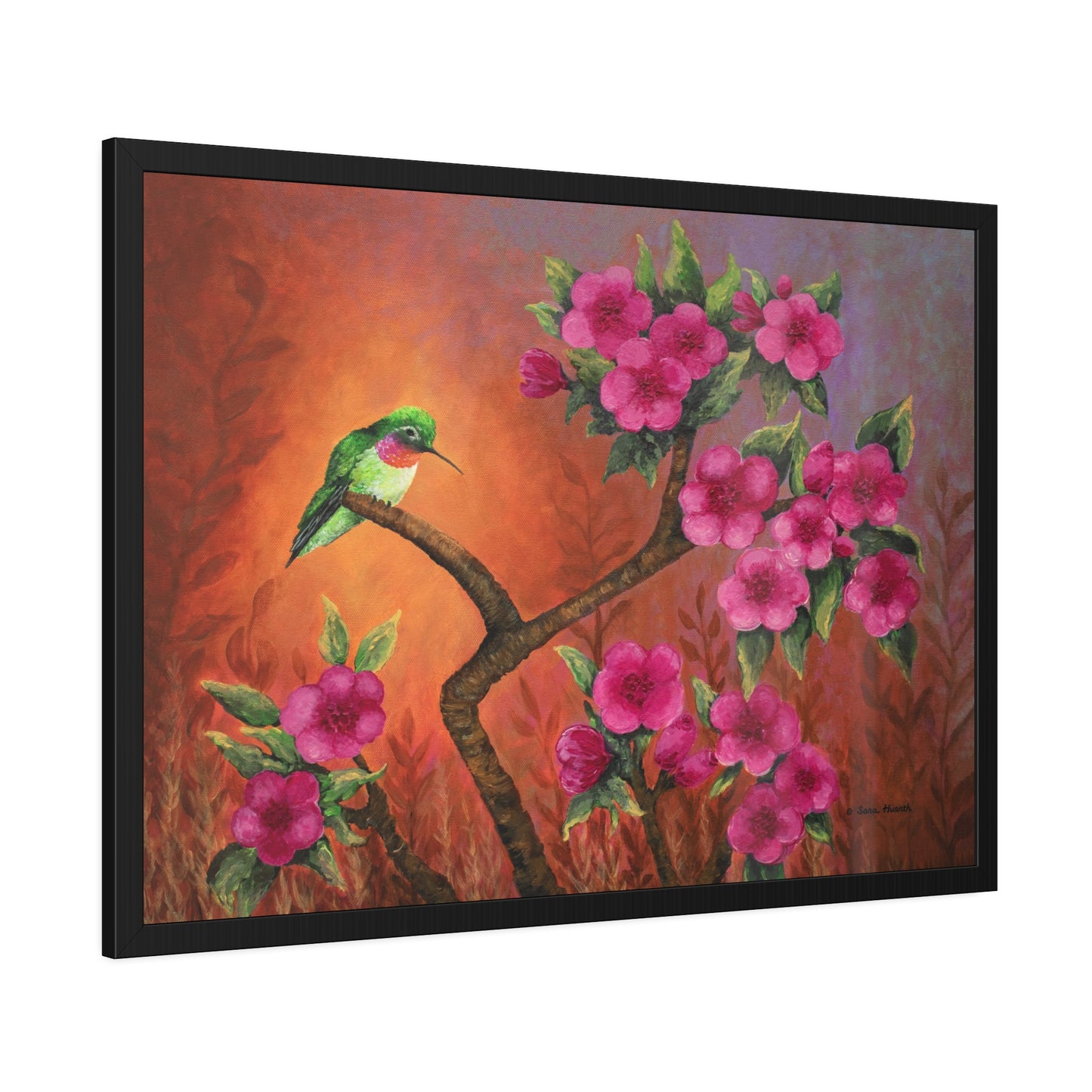 Hummingbird Sunset Paper Print, Framed