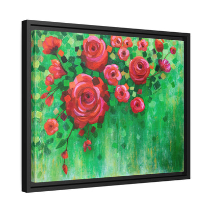 Roses and Confetti Canvas Print, Black Frame