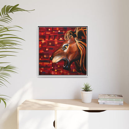 Carousel Lion Canvas Print, Framed