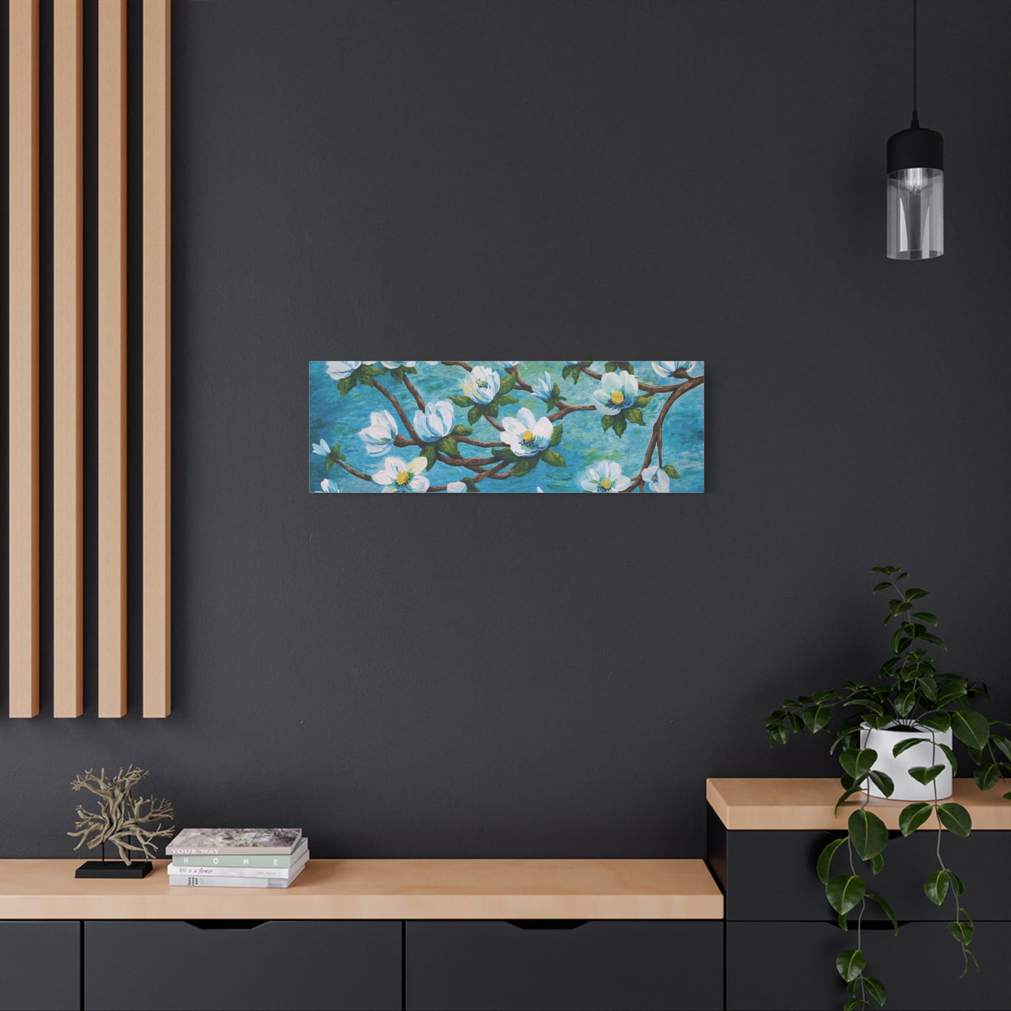 Magnolia Over Water Canvas Print