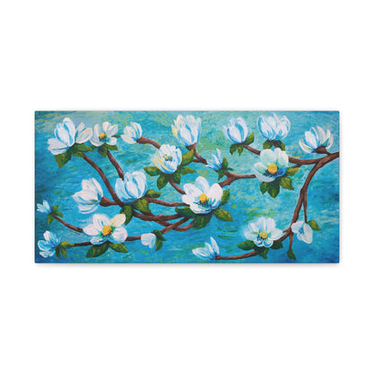 Magnolia Over Water Canvas Print