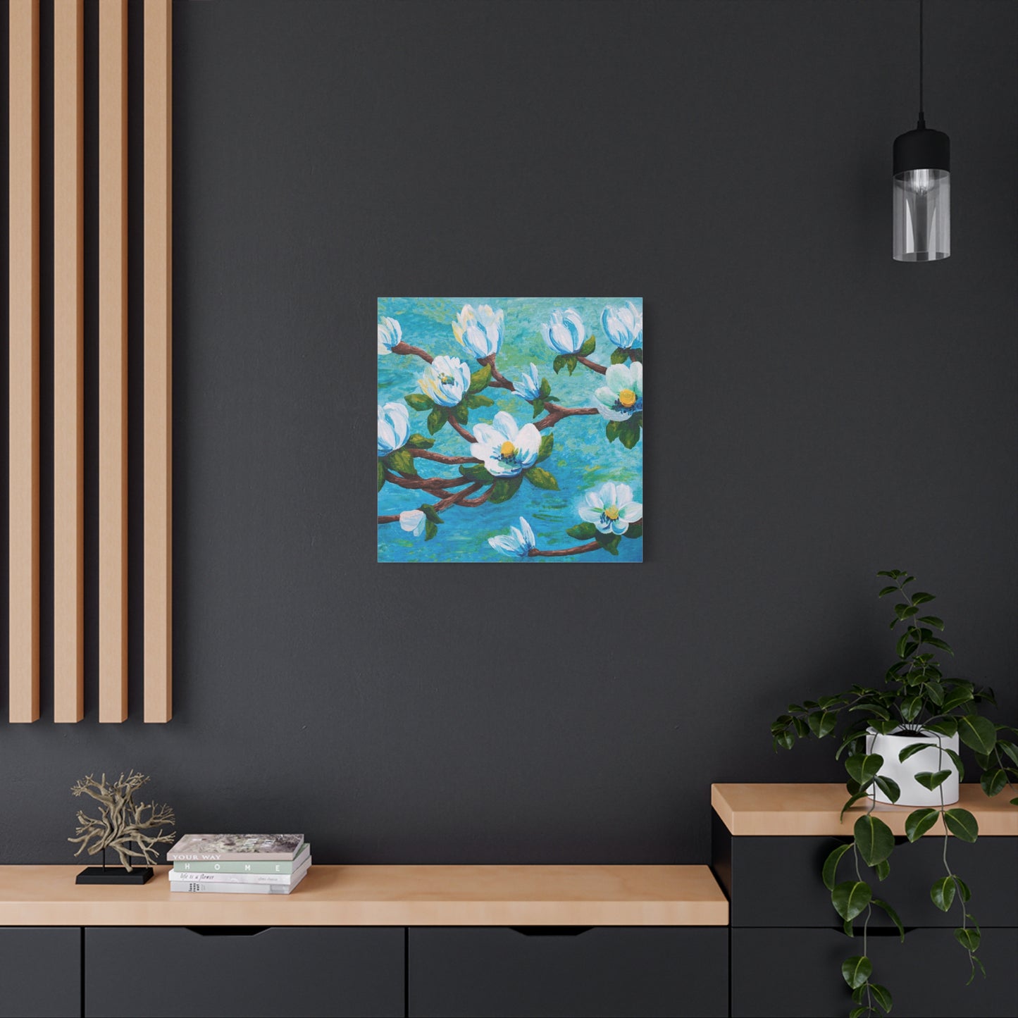 Magnolia Over Water Canvas Print