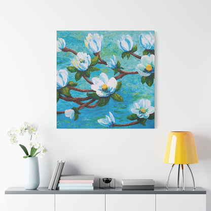 Magnolia Over Water Canvas Print