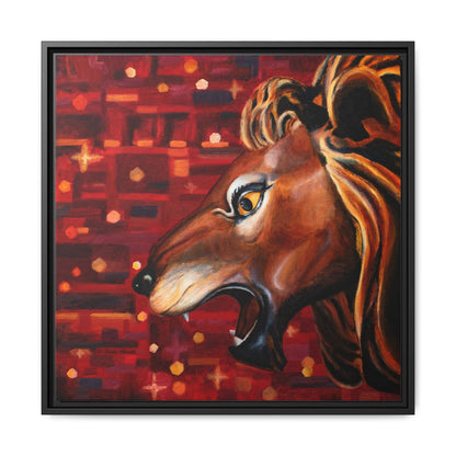 Carousel Lion Canvas Print, Framed