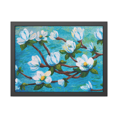 Magnolia Over Water Paper Print, Framed