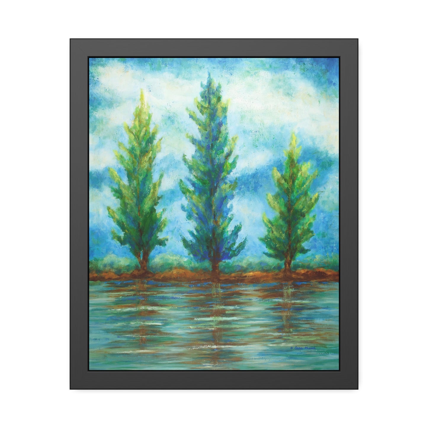 Three River Pines Paper Print, Framed