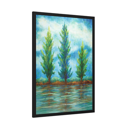 Three River Pines Paper Print, Framed