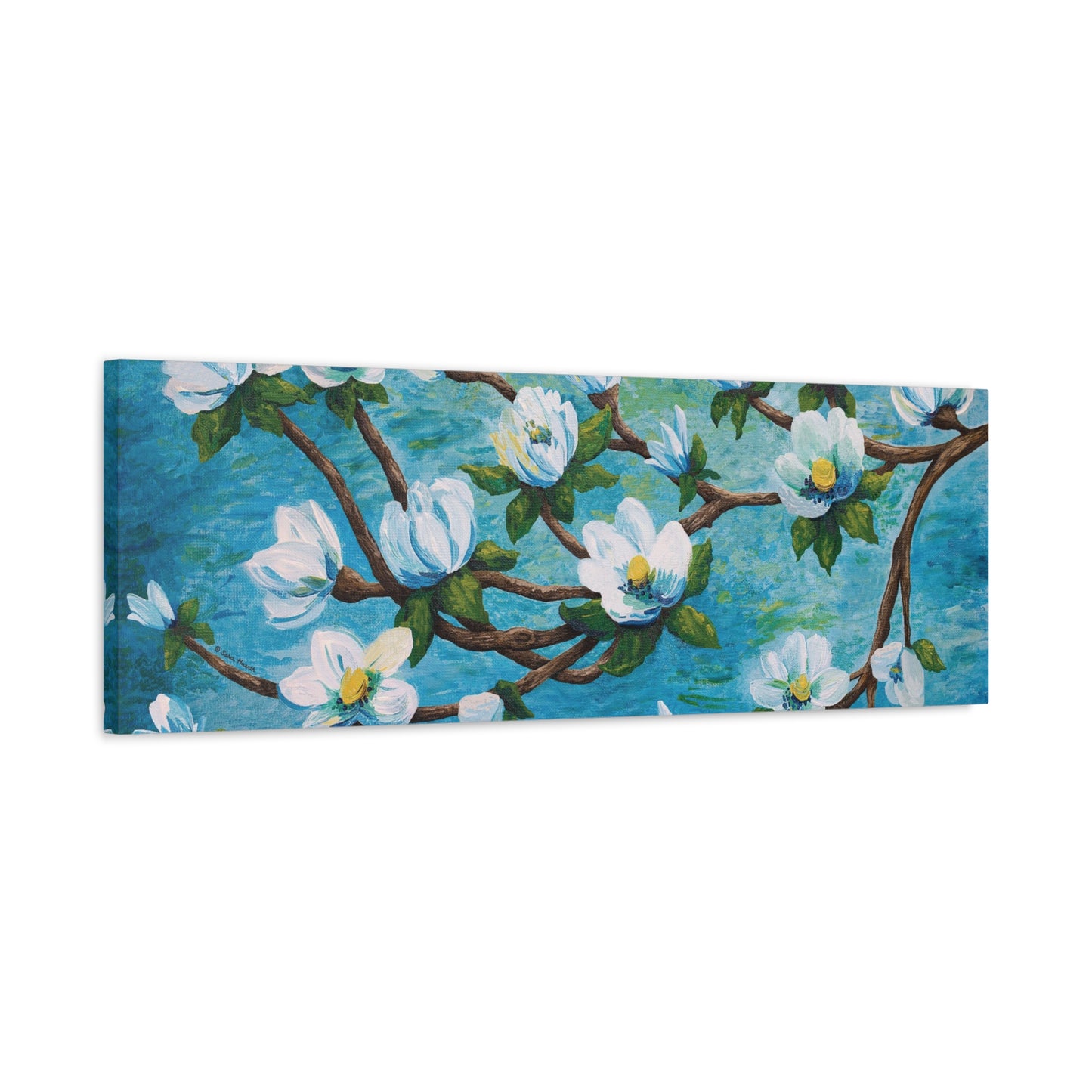 Magnolia Over Water Canvas Print