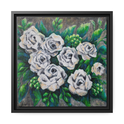 Rose Bouquet Burst Canvas Print, Black Frame