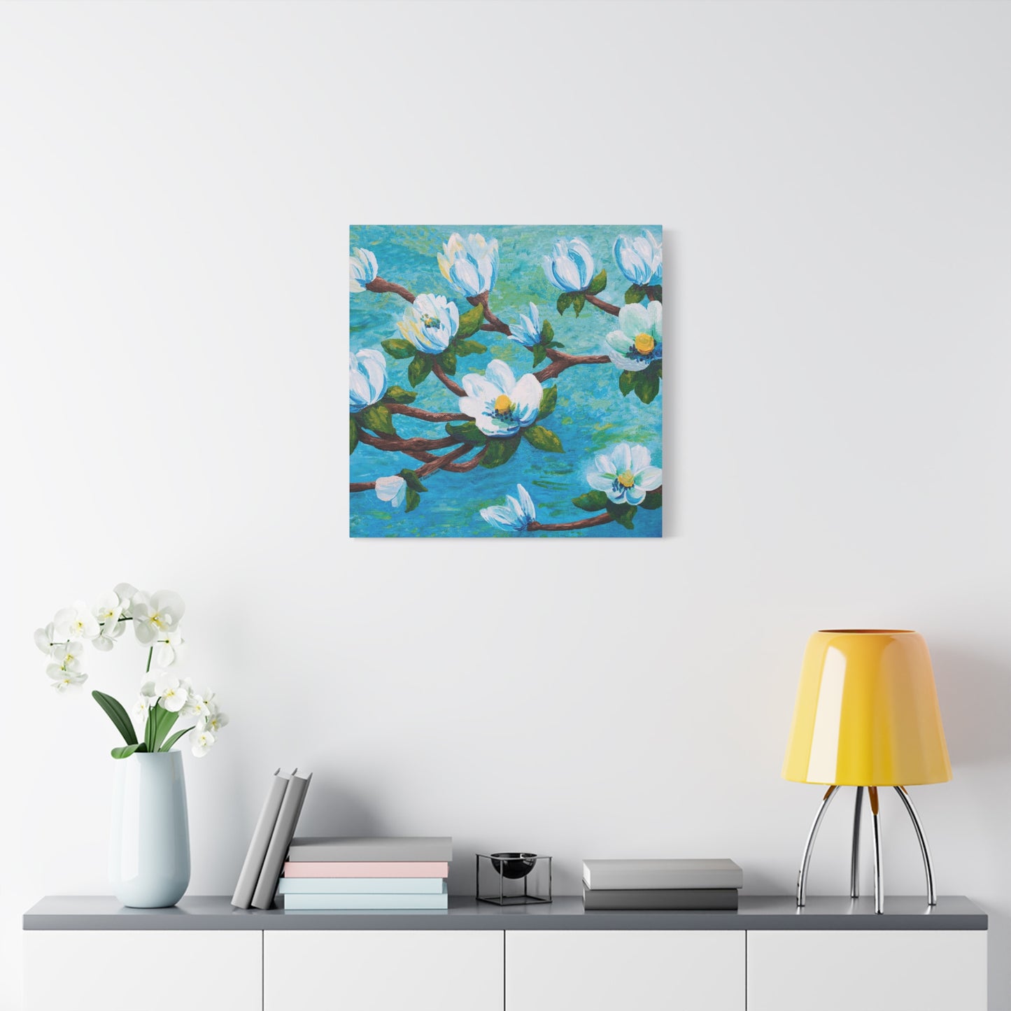 Magnolia Over Water Canvas Print