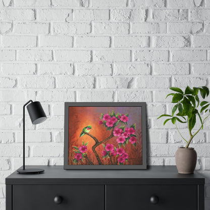 Hummingbird Sunset Paper Print, Framed