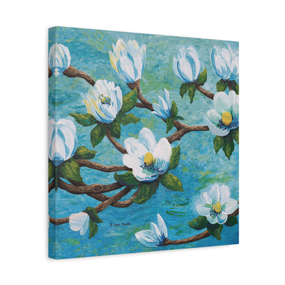 Magnolia Over Water Canvas Print