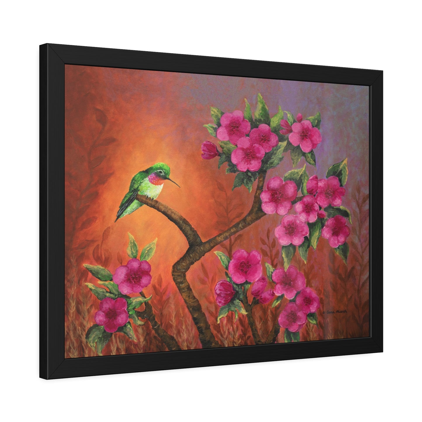 Hummingbird Sunset Paper Print, Framed