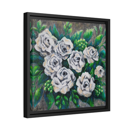 Rose Bouquet Burst Canvas Print, Black Frame