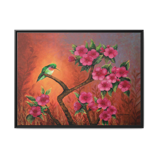 Hummingbird Sunset Canvas Print, Framed