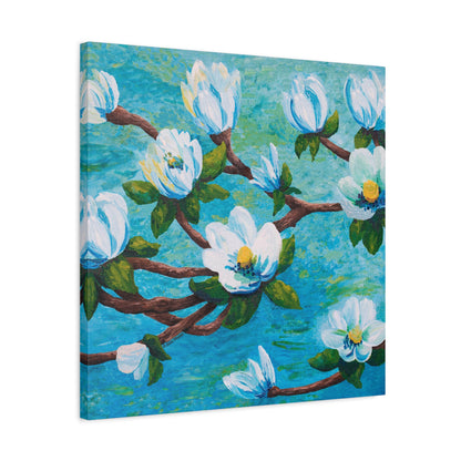 Magnolia Over Water Canvas Print