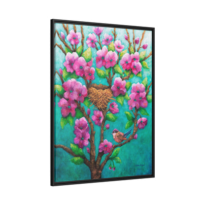 Purple Fairy Wren Canvas Print, Black Frame