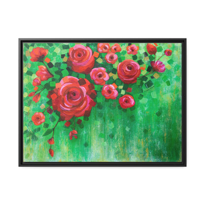 Roses and Confetti Canvas Print, Black Frame