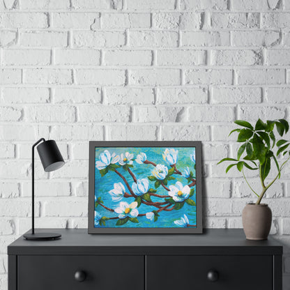 Magnolia Over Water Paper Print, Framed