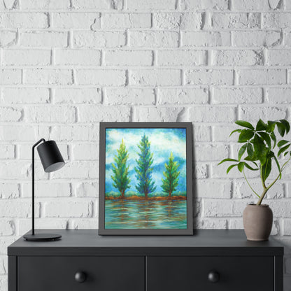 Three River Pines Paper Print, Framed