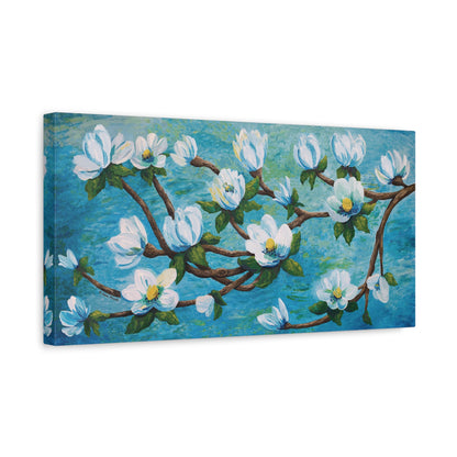 Magnolia Over Water Canvas Print