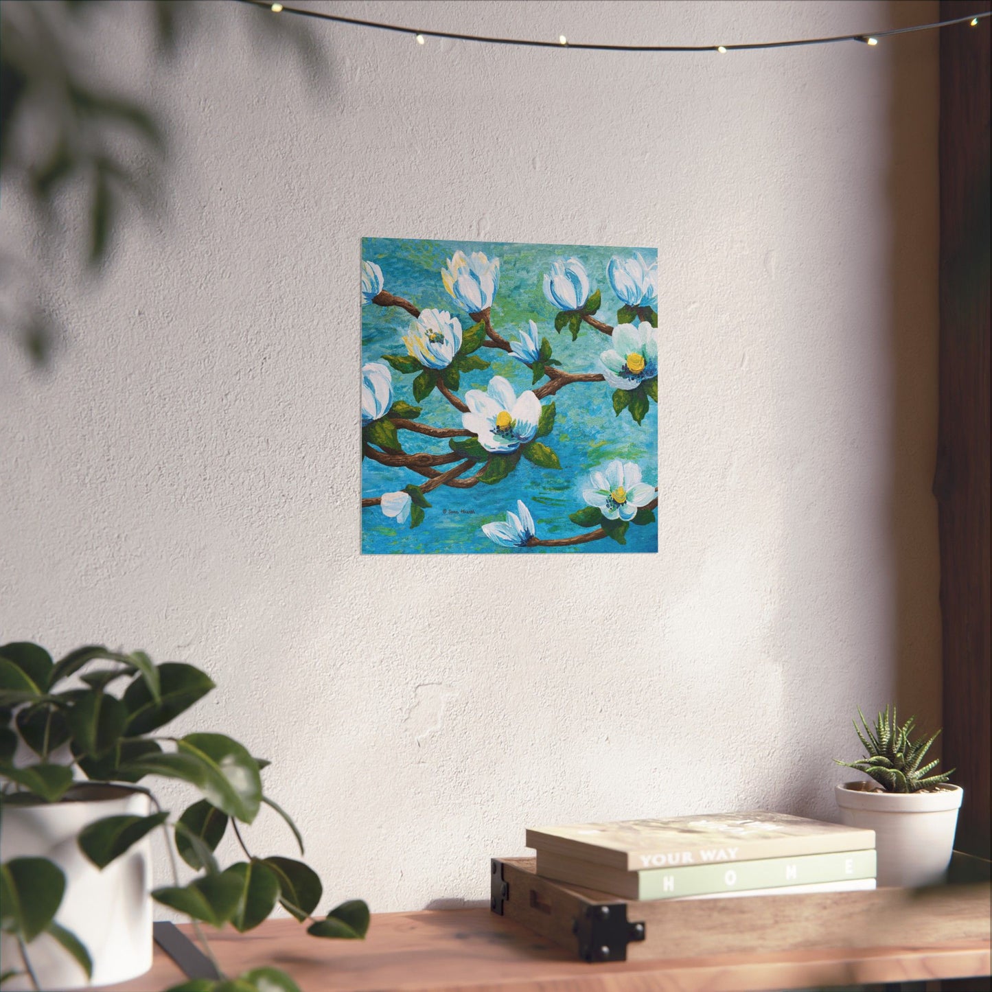 Magnolia Over Water Fine Art Paper Print