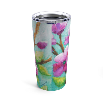 Pink Flowers Delight Painting Tumbler 20oz