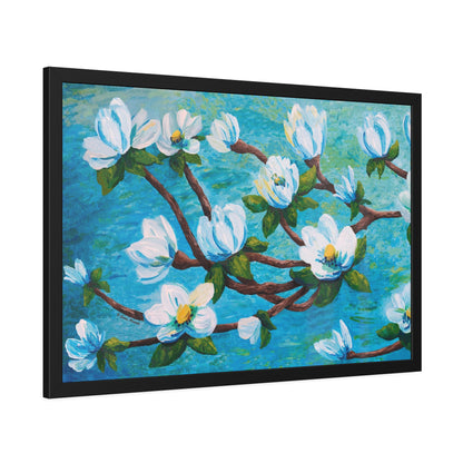 Magnolia Over Water Paper Print, Framed