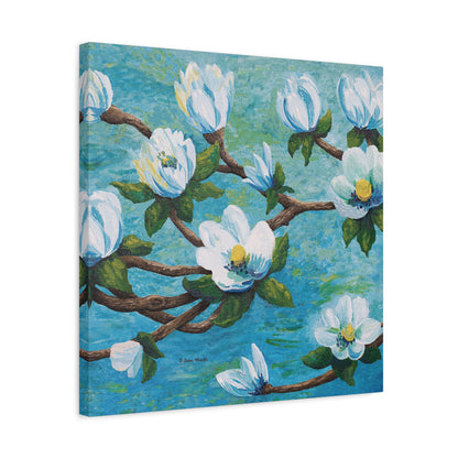 Magnolia Over Water Canvas Print