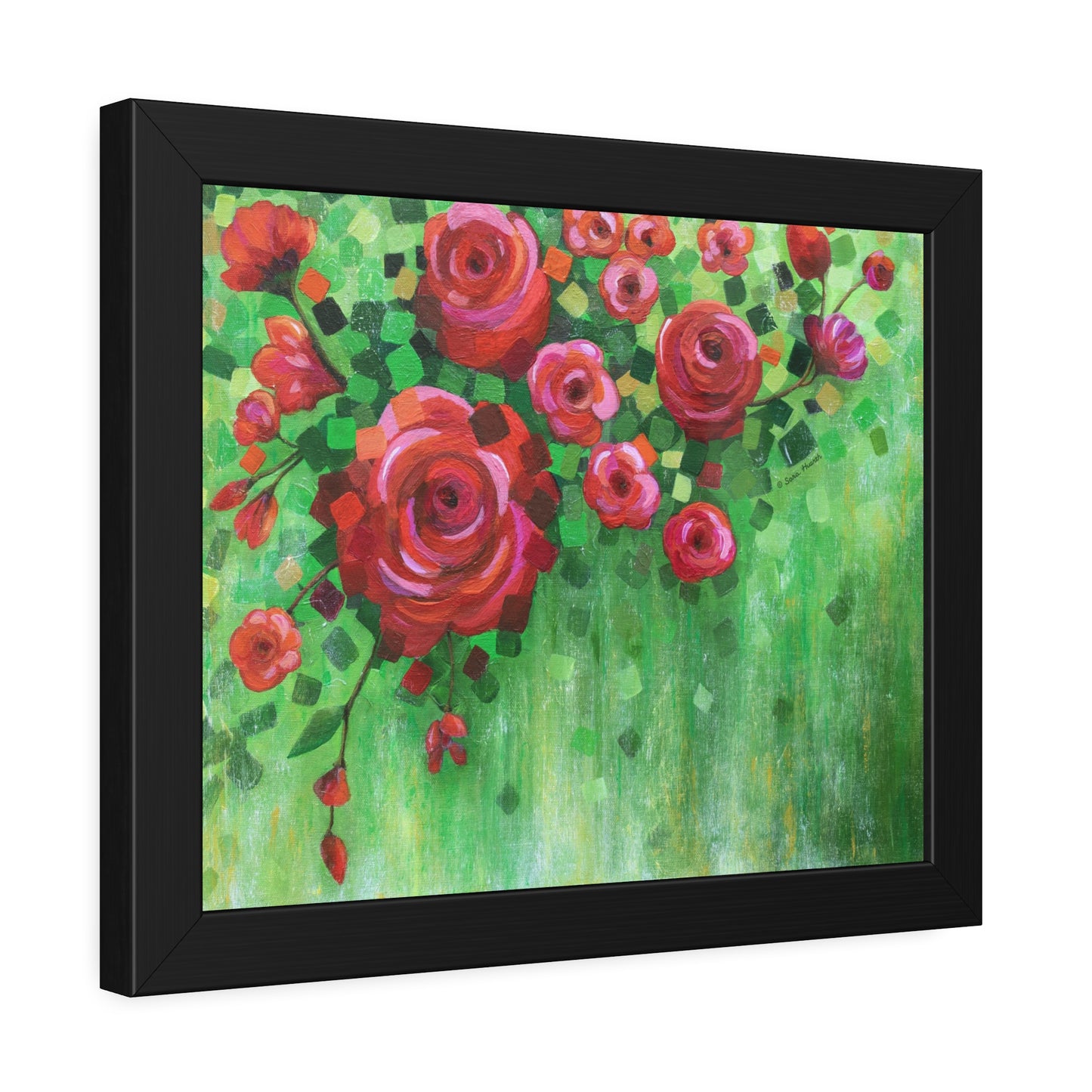 Roses and Confetti Paper Print, Framed