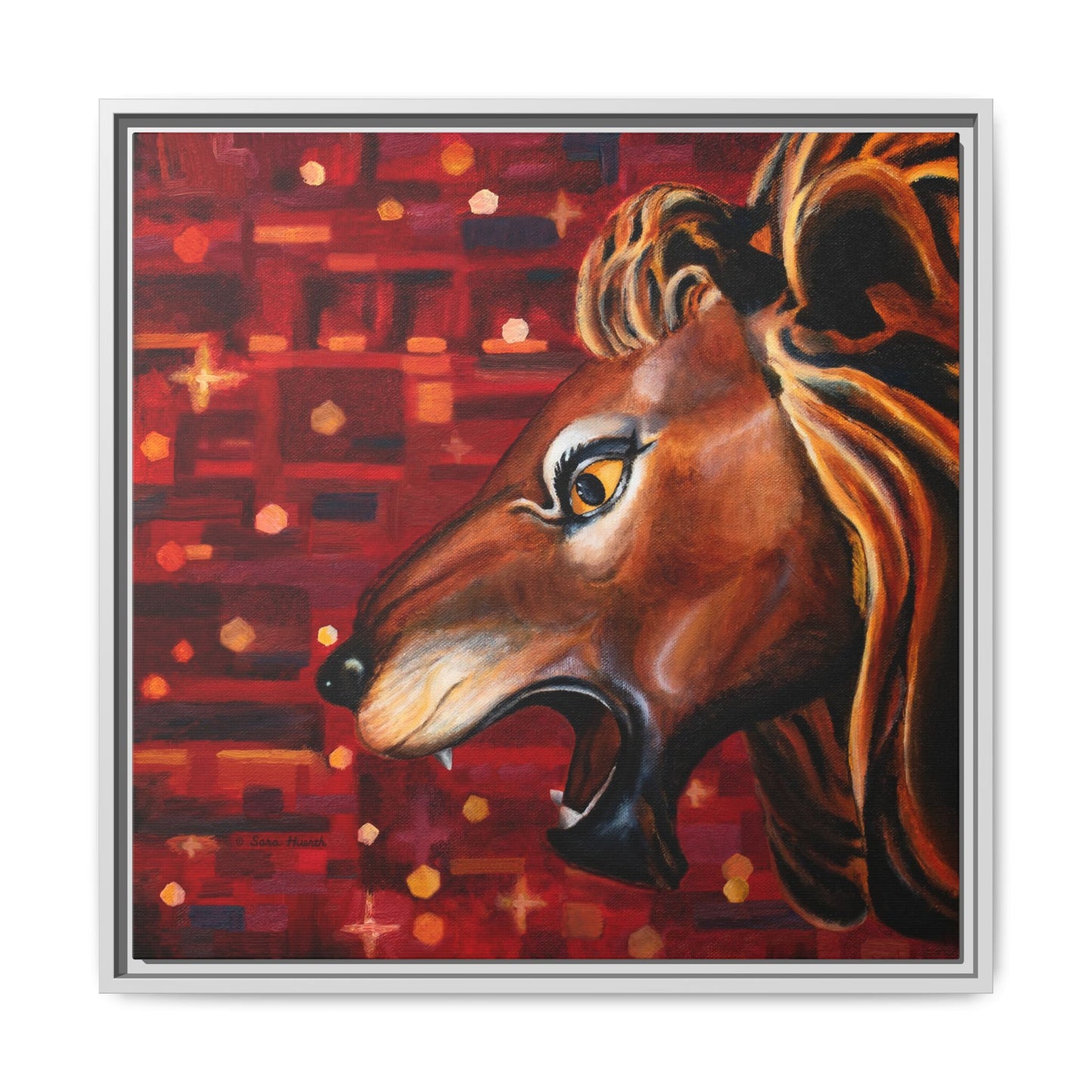 Carousel Lion Canvas Print, Framed