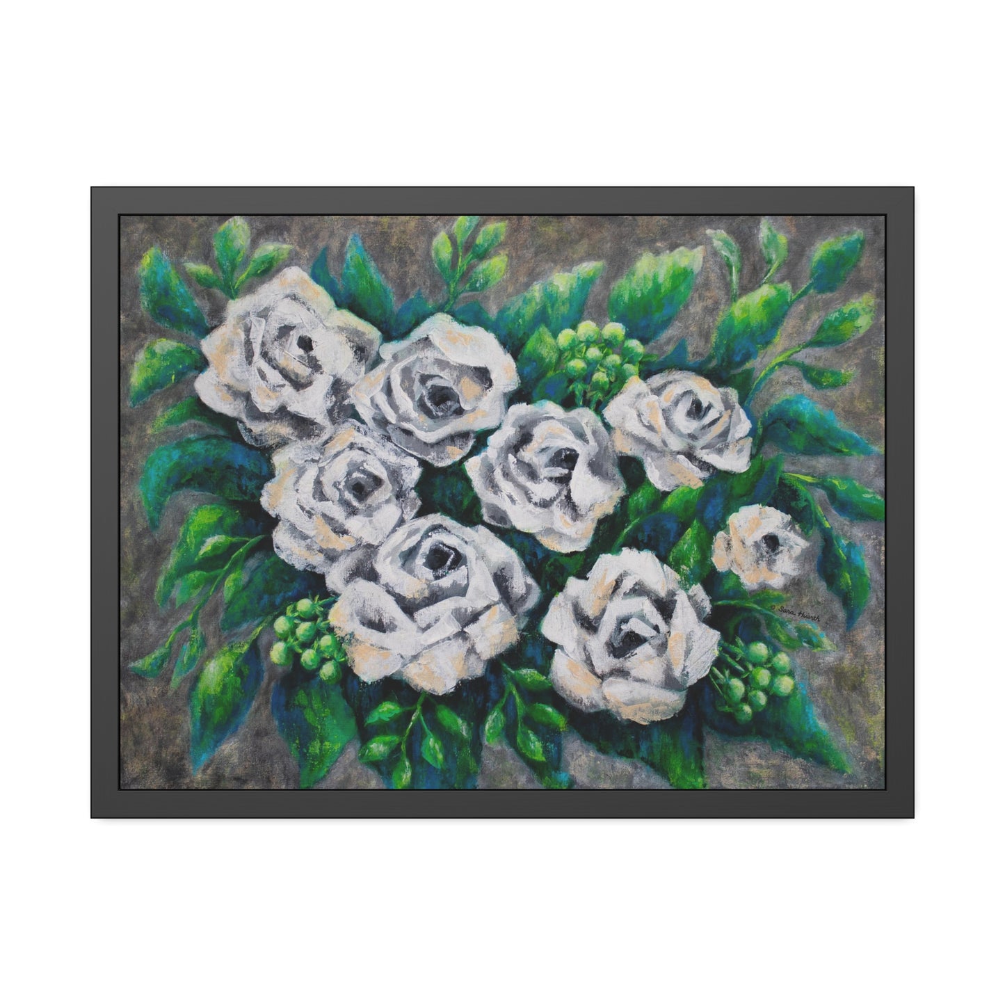 Rose Bouquet Burst Paper Print, Framed