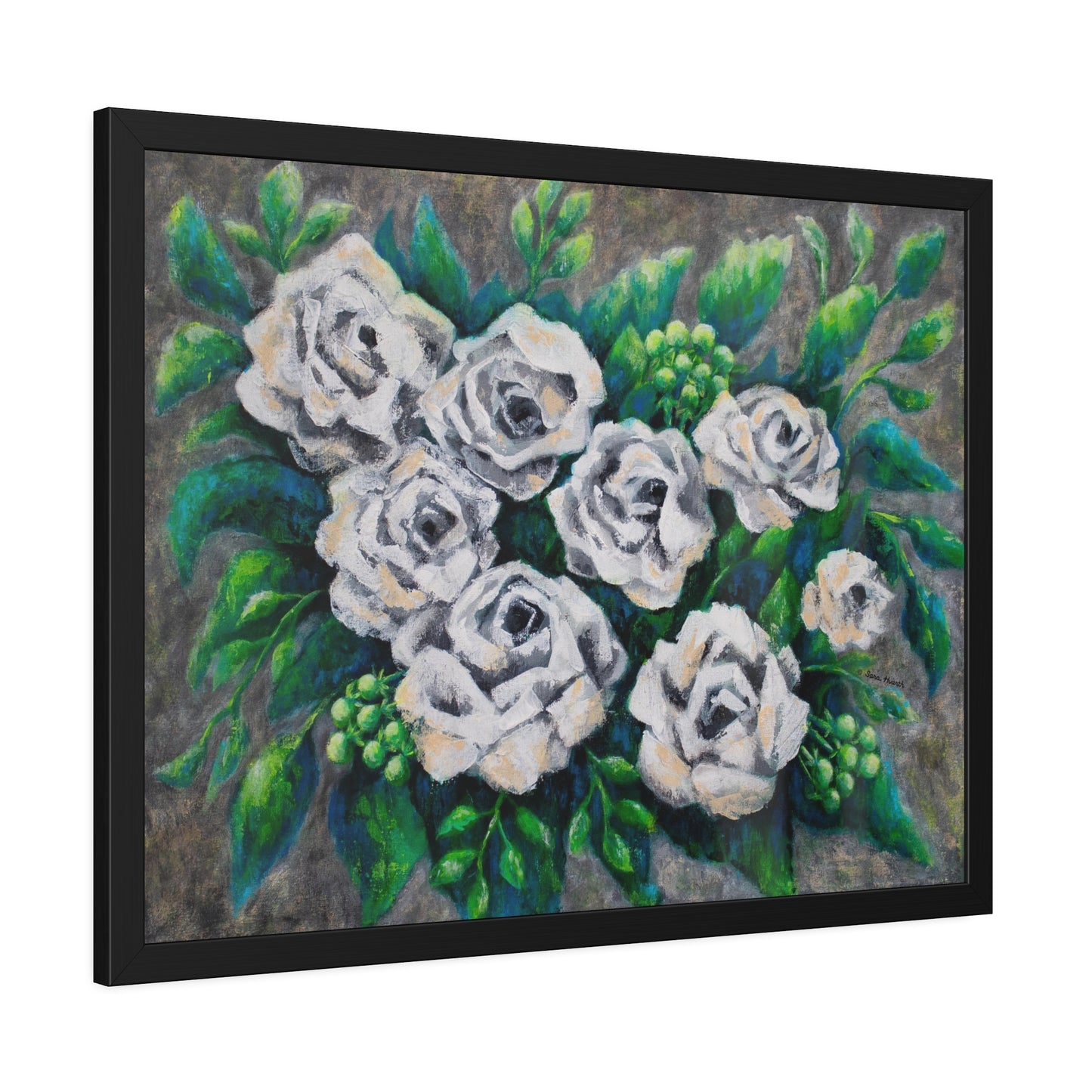 Rose Bouquet Burst Paper Print, Framed