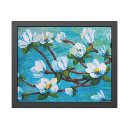 Magnolia Over Water Paper Print, Framed